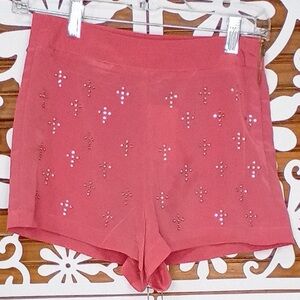 Pink Shorts w/Studded Crosses- embellished -size small